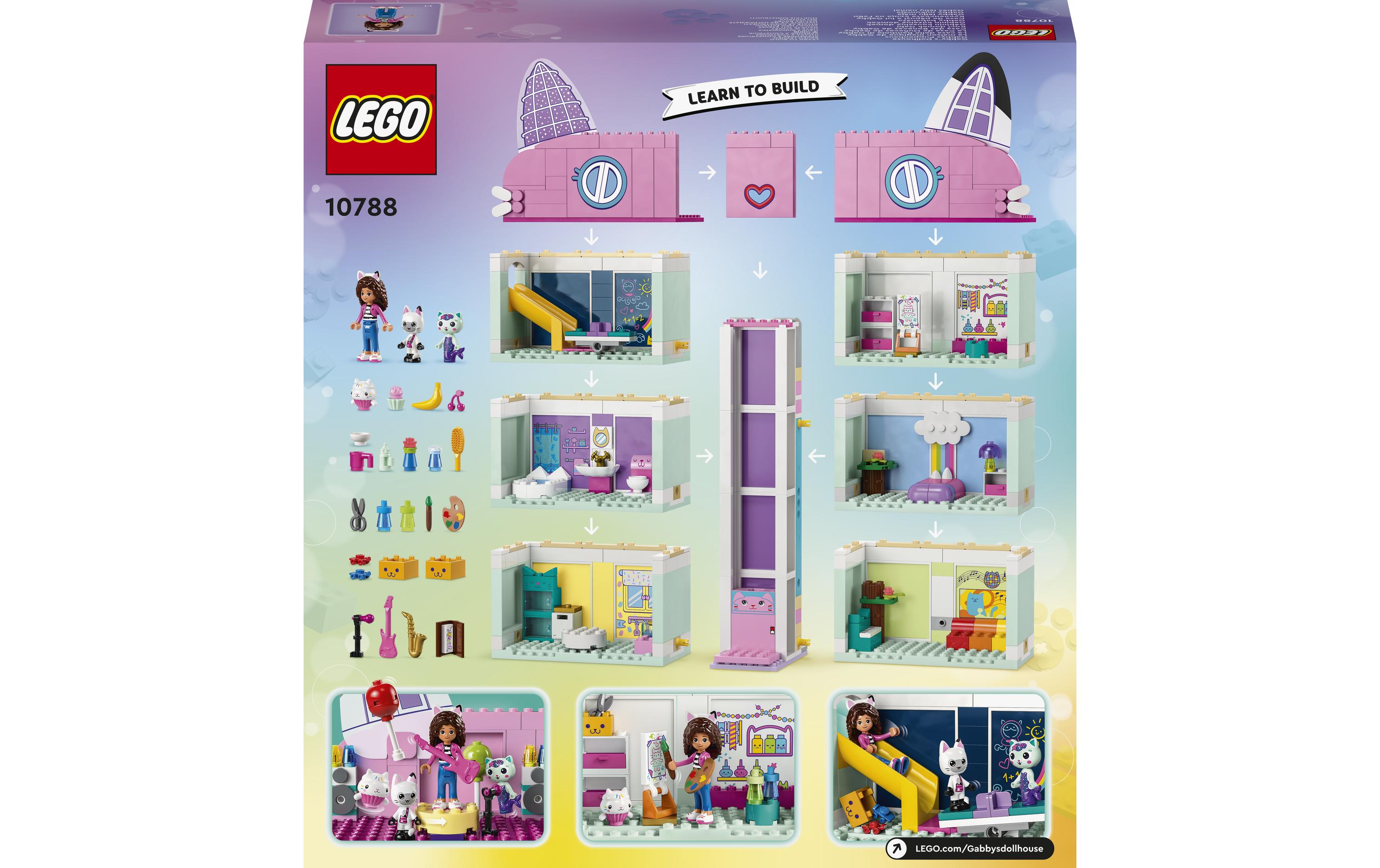 Gabby's Dollhouse Gabbys Puppenhaus 10788Spielspass in 8 Zimmern und sogar auf dem Dach!