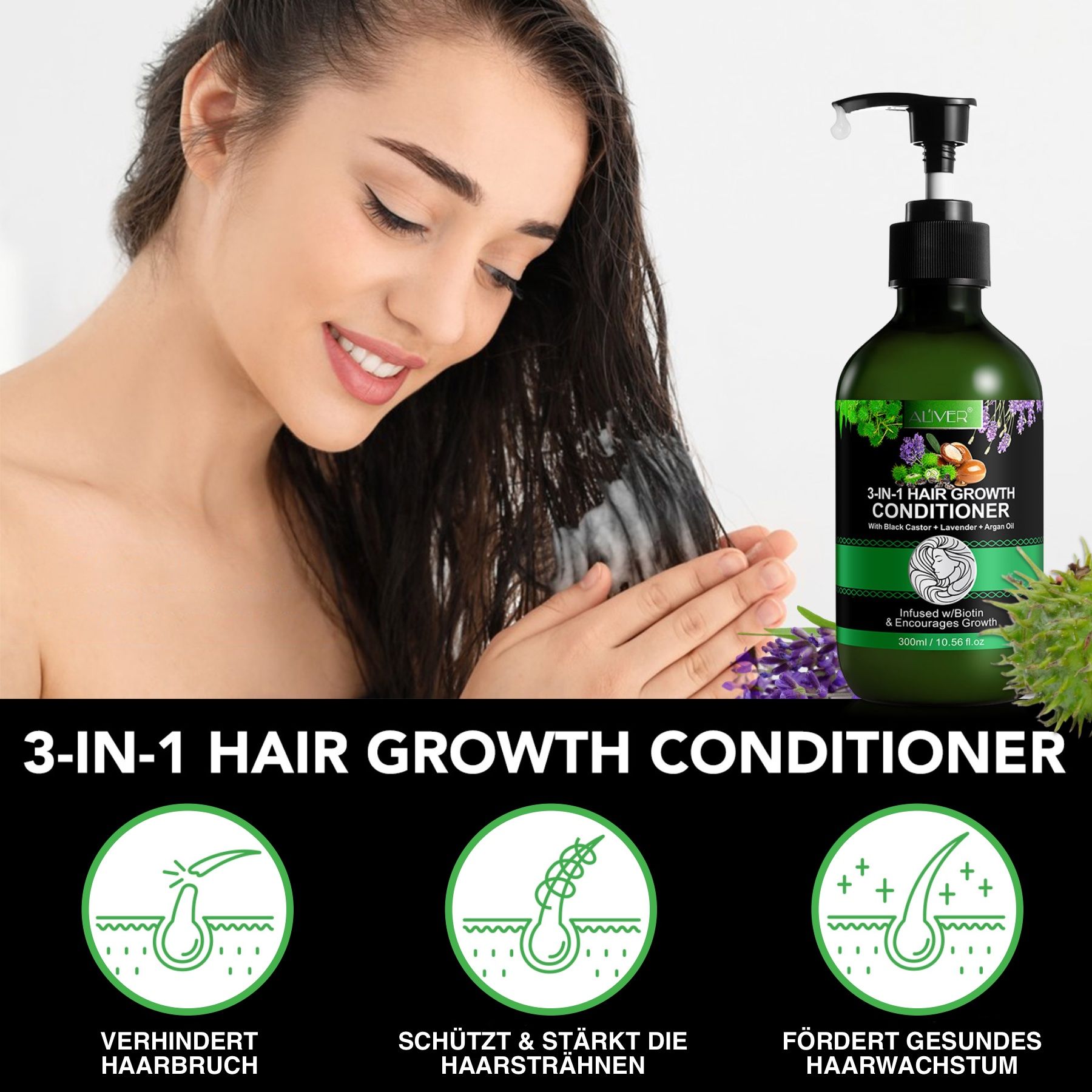 ALIVER 3-in-1 Rizinus Lavendel Argan Haarspülung