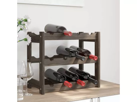 Casier à bouteilles pour 12 bouteilles gris bois pin solide