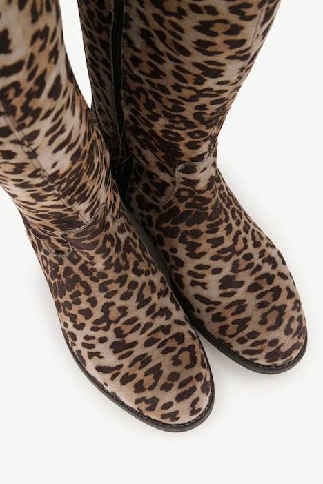 Overknee-Stiefel, XL-Schaft, Leomuster, Zipper, Weite H