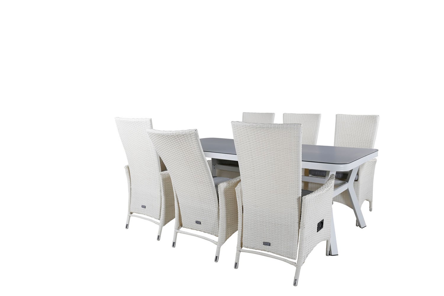 Tuinset Virya: tafel 100x200cm en 6 stoelen, Padova, wit en grijs. 100 x 200 x 74 cm