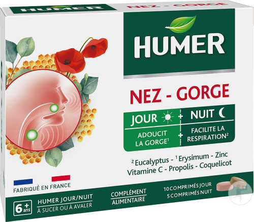 Humer Nez/Gorge Jour/Nuit 10+5 Comprimés