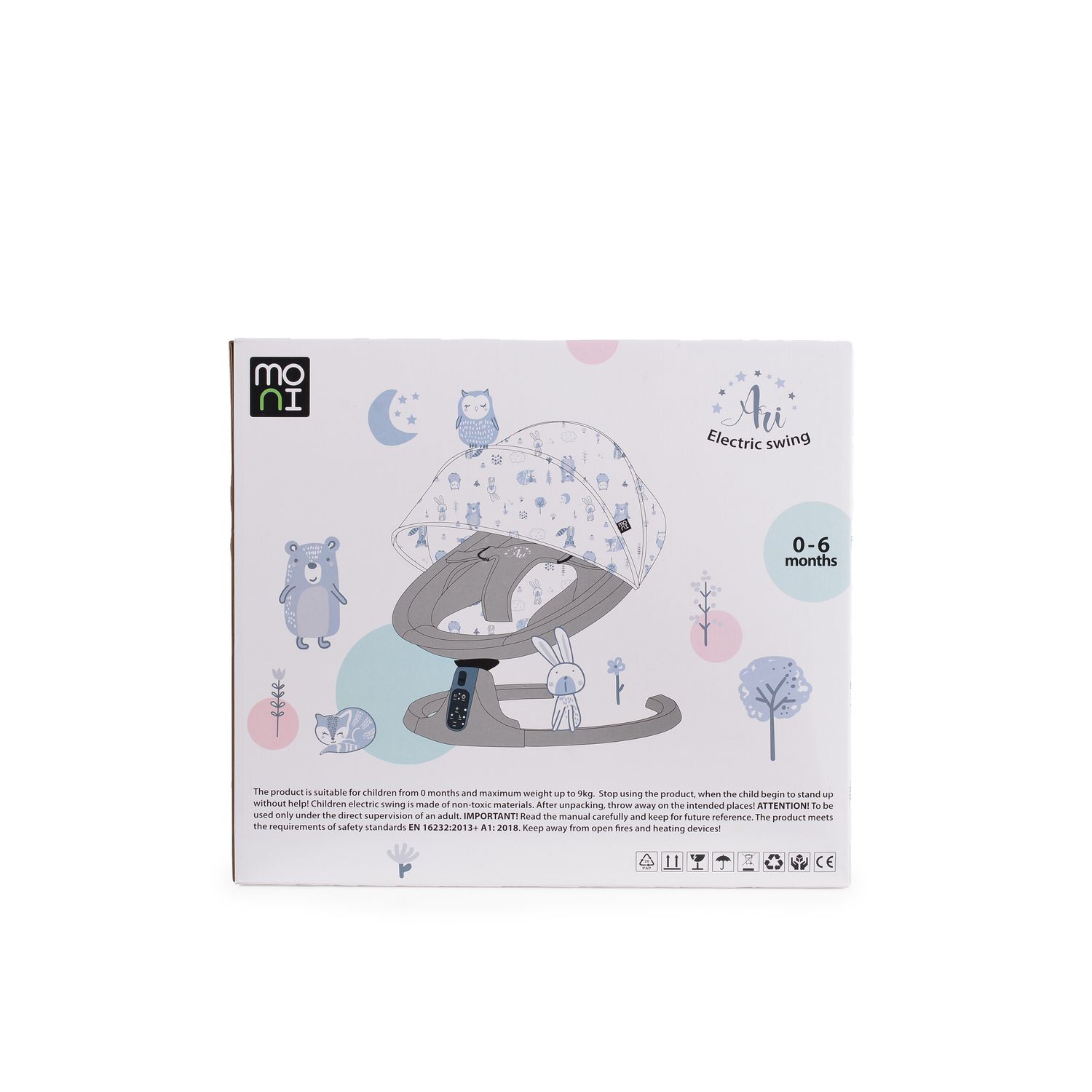 Cangaroo Babywippe Ari Musikfunktion Timer Fernbedienung Moskitonetz Bluetooth grau