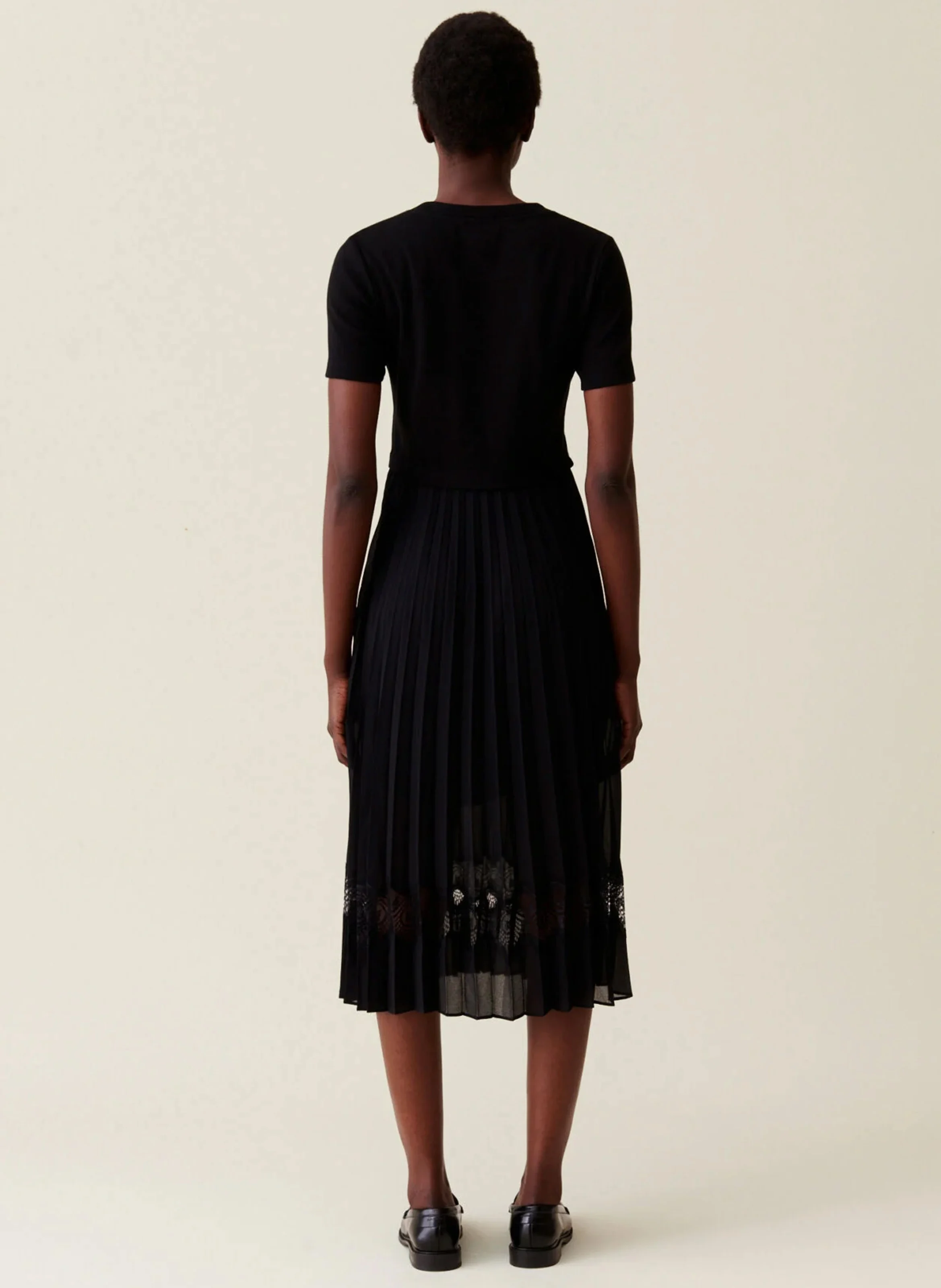 Robe midi bi-matière | Noir