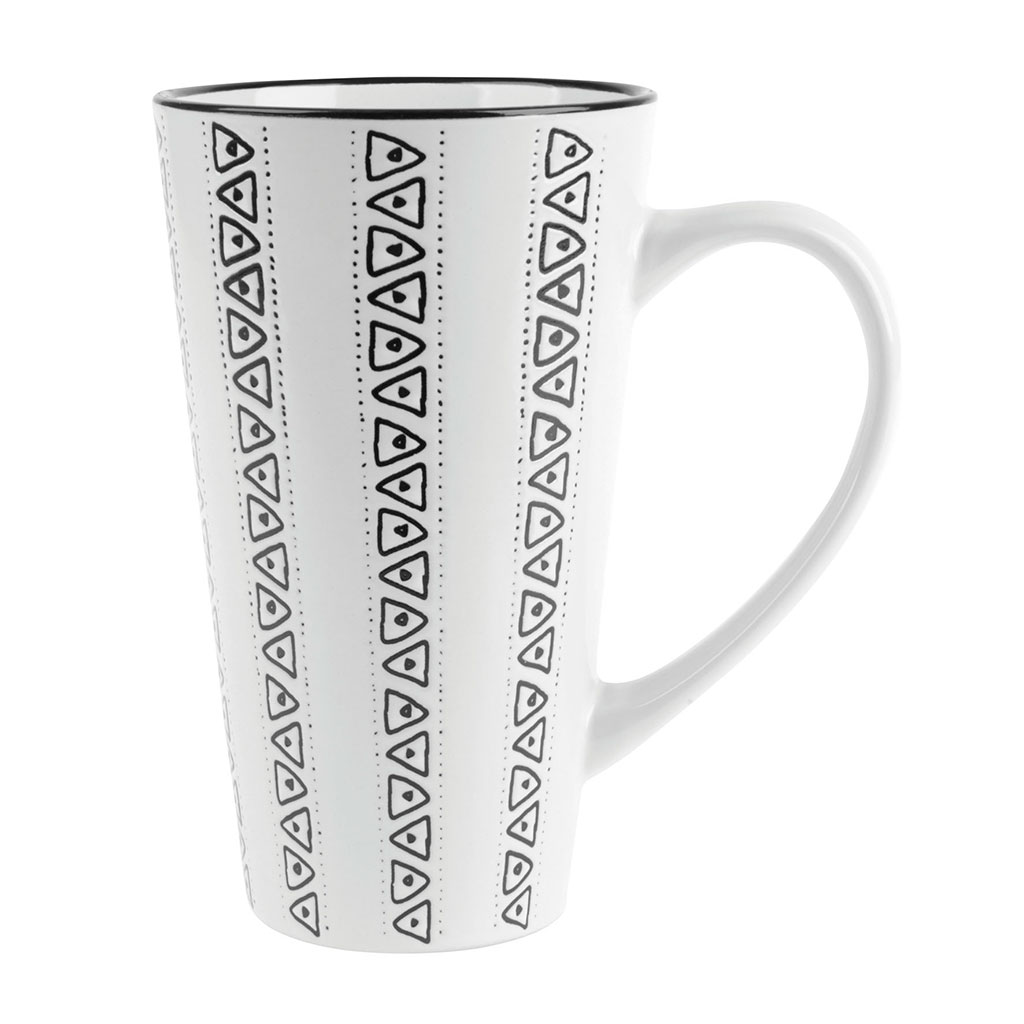 Mug grès à imprimé ethnique blanc 49cl
