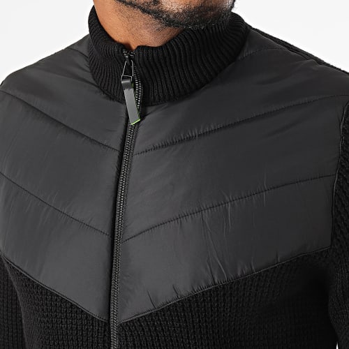 Veste Zippée Black Knit Hybrid Noir