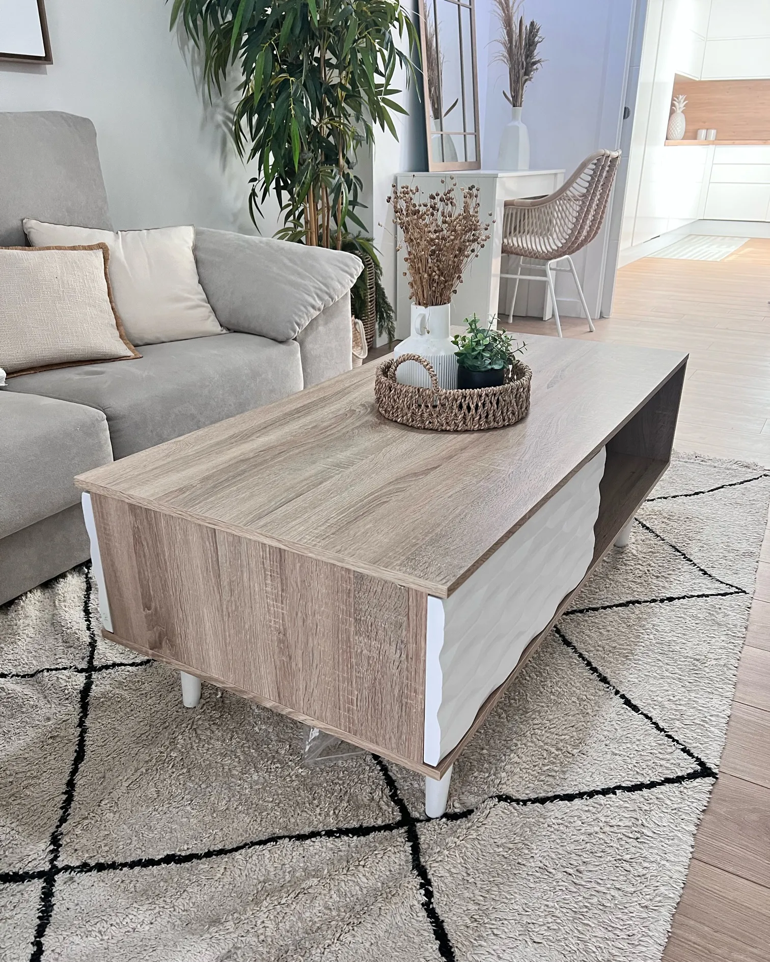 Salontafel SWANSEA Lichtbruin met opbergruimte