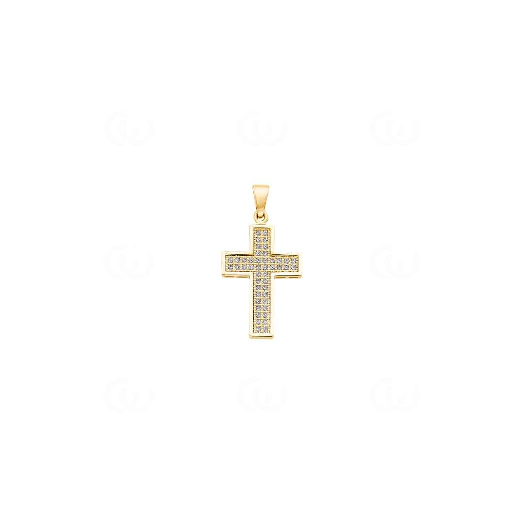 Kreuzanhänger 750/18 K Gelbgold mit Diamanten 0.18 ct H/si