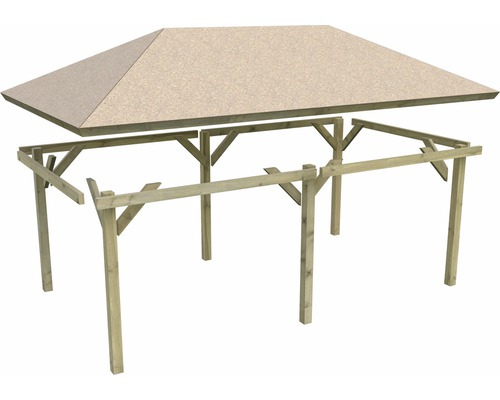 Enkele carport Karibu Kerben 3 778x431 cm drukgeïmpregneerd