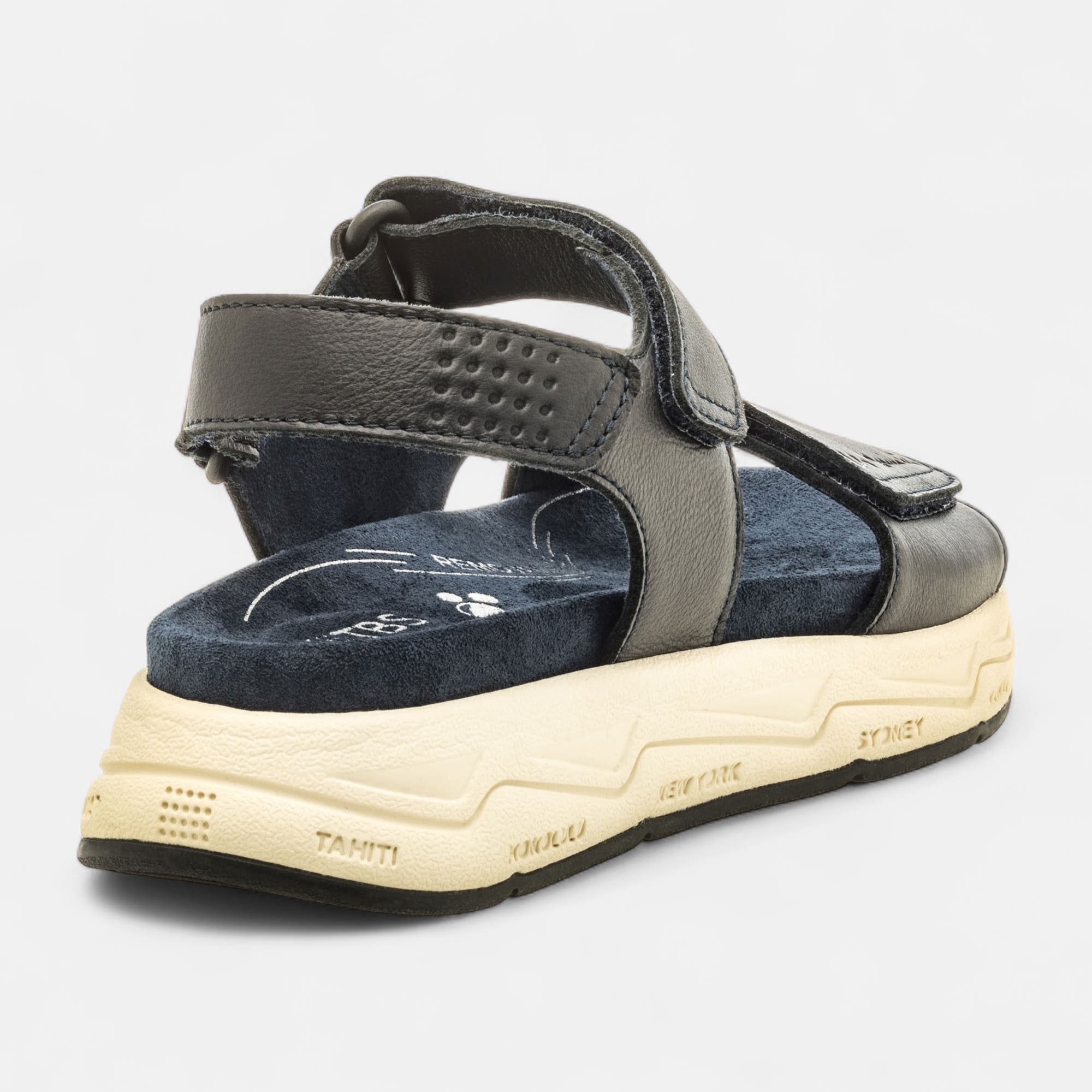 Sandales Femme en cuir bleu marine