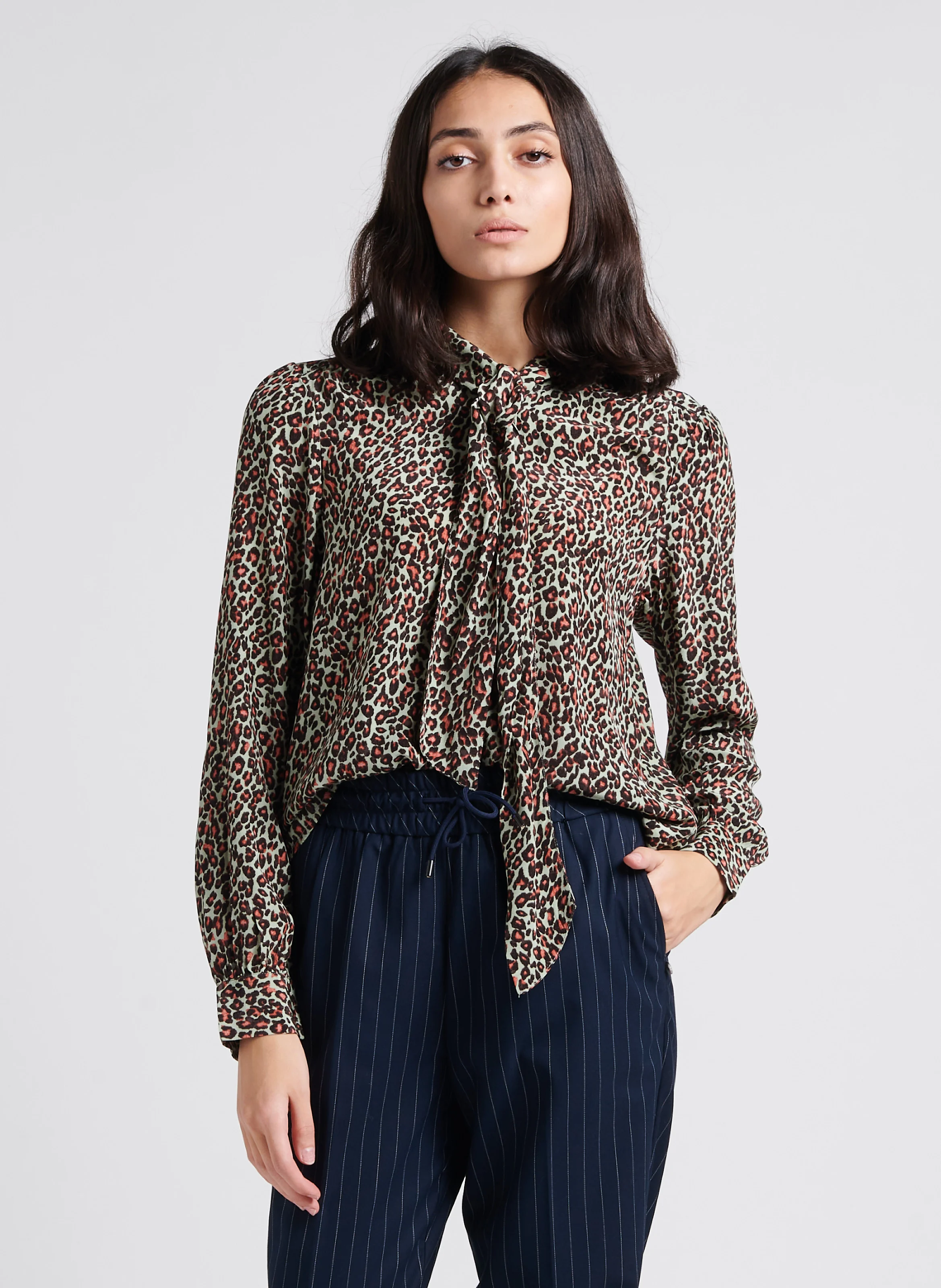 Blouse col rond imprimée| Vert