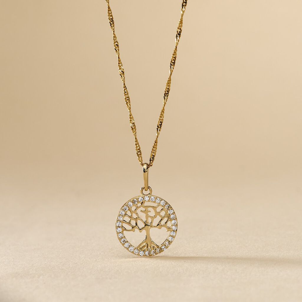 Pendentif Salvy Or Jaune Oxyde De Zirconium