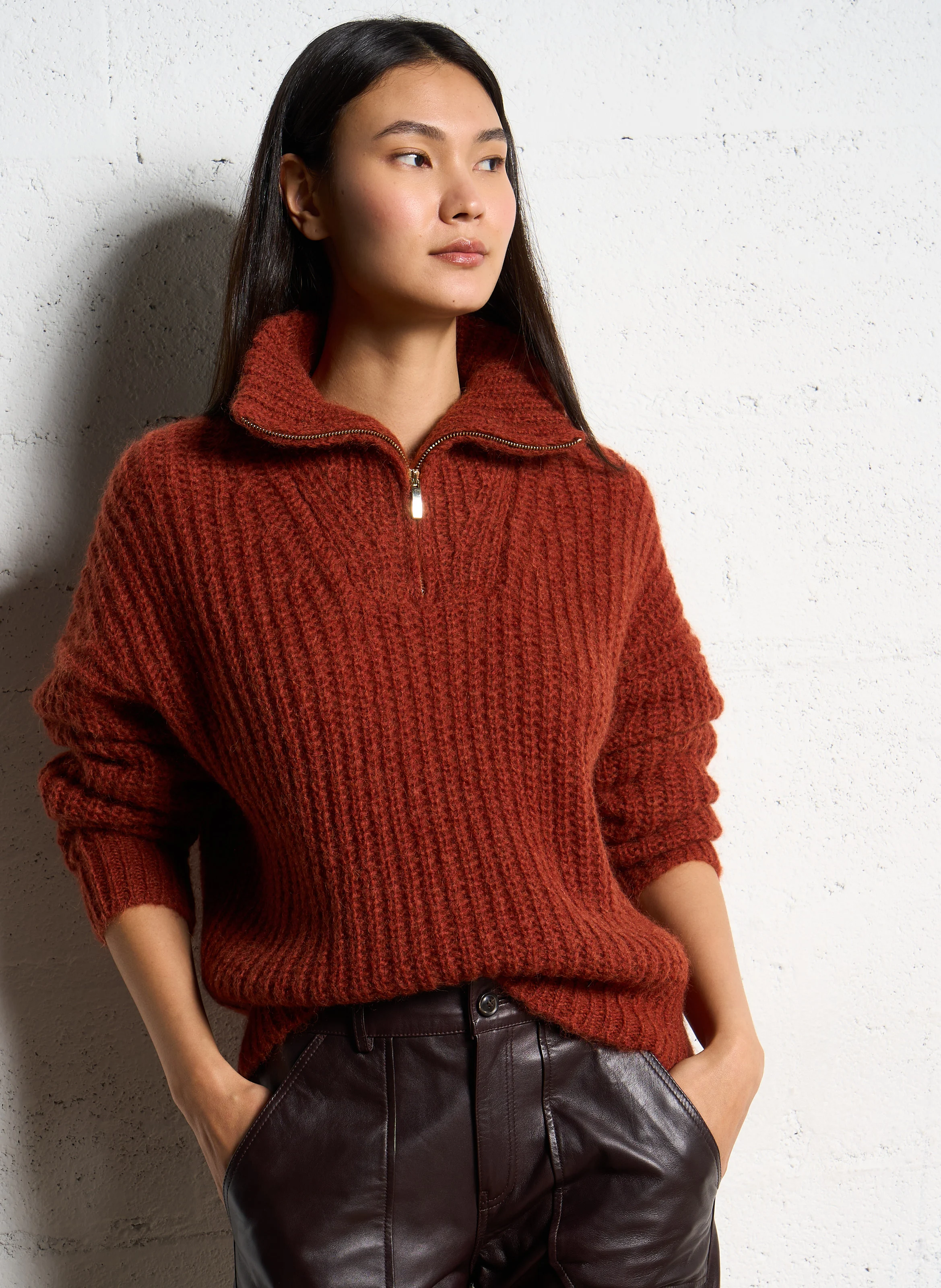 BELTANE - Pull ample en alpaga mélangé | Rouge
