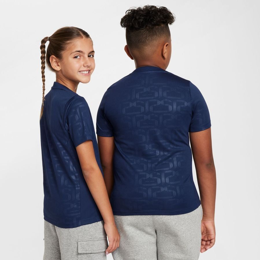 FC Barcelone T-shirt d'Entraînement Dri-FIT Academy Pro Avant-Match - Bleu Marine/Or Enfant