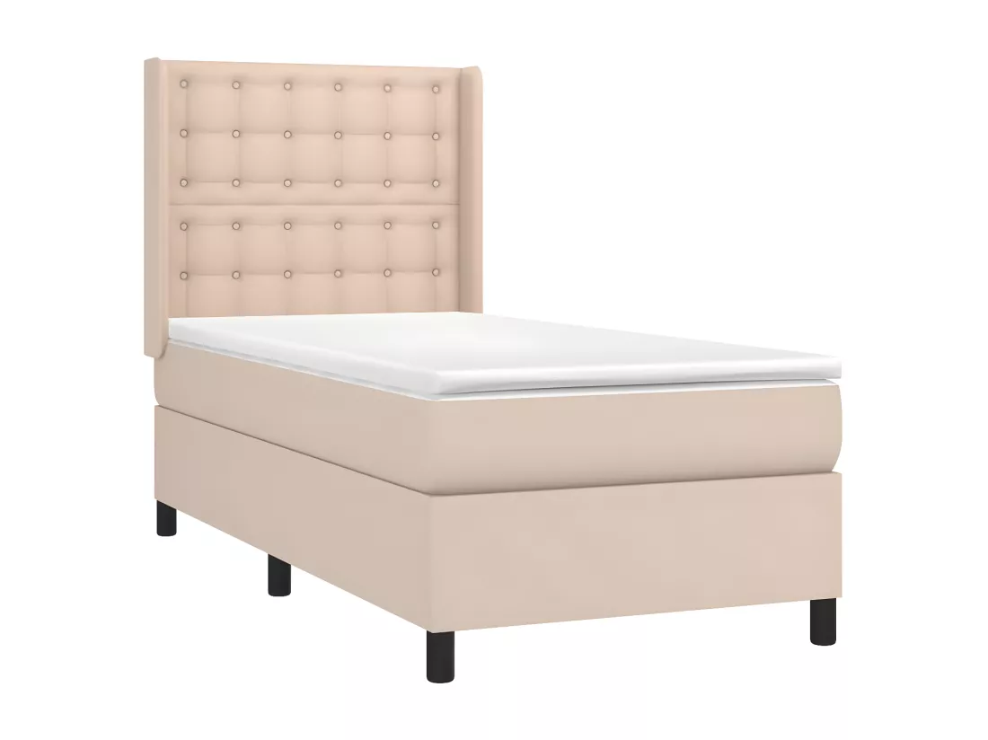 Sommier tapissier matelas LED Cappuccino 100x200 cm Similicuir