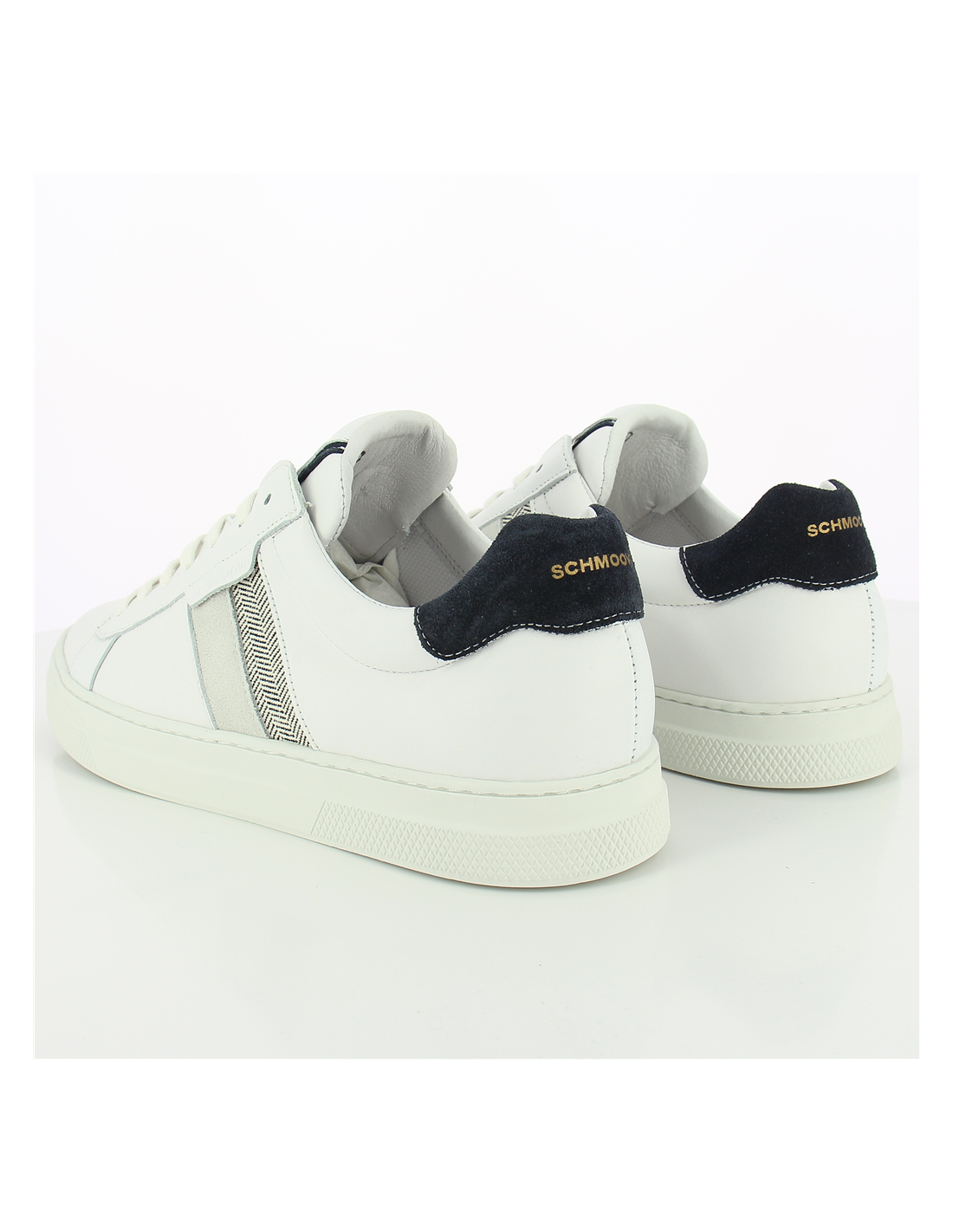 schmoove baskets de ville homme spark gang cuir blanc/noir/gris