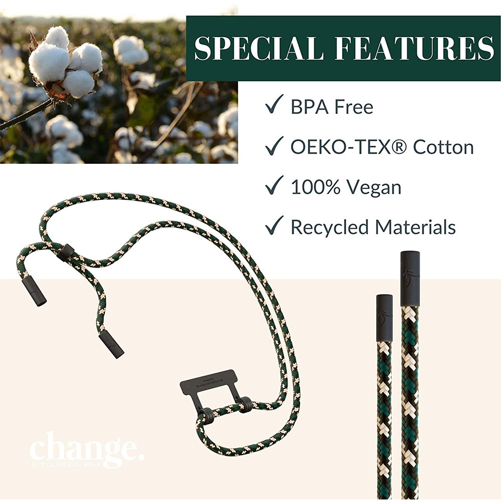 (150cm) Change Necklace OEKO-TEX® Baumwolle Kordel Handykette (CHA044) - Camo Black