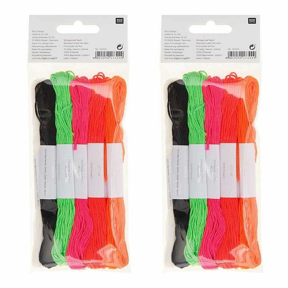 20 fils à broder en coton - fluo