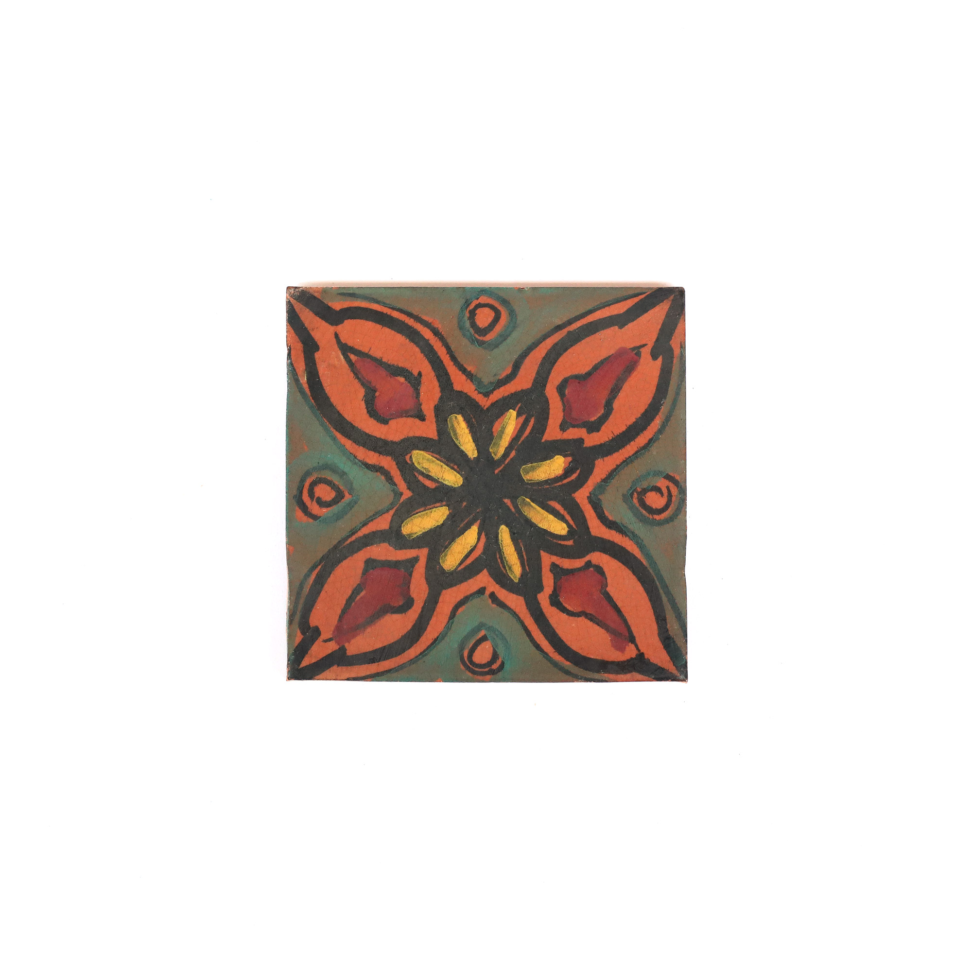 Kachel 'Fleur brune Craquelé', multicolor, T 10 cm, B 10 cm, H 1 cm von fischer's lagerhaus