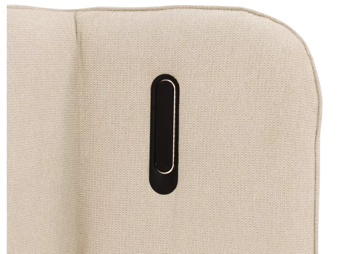 Lit coffre 180 x 200 cm avec tête de lit incurvée - Avec LEDs - Tissu - Beige - STOKALI