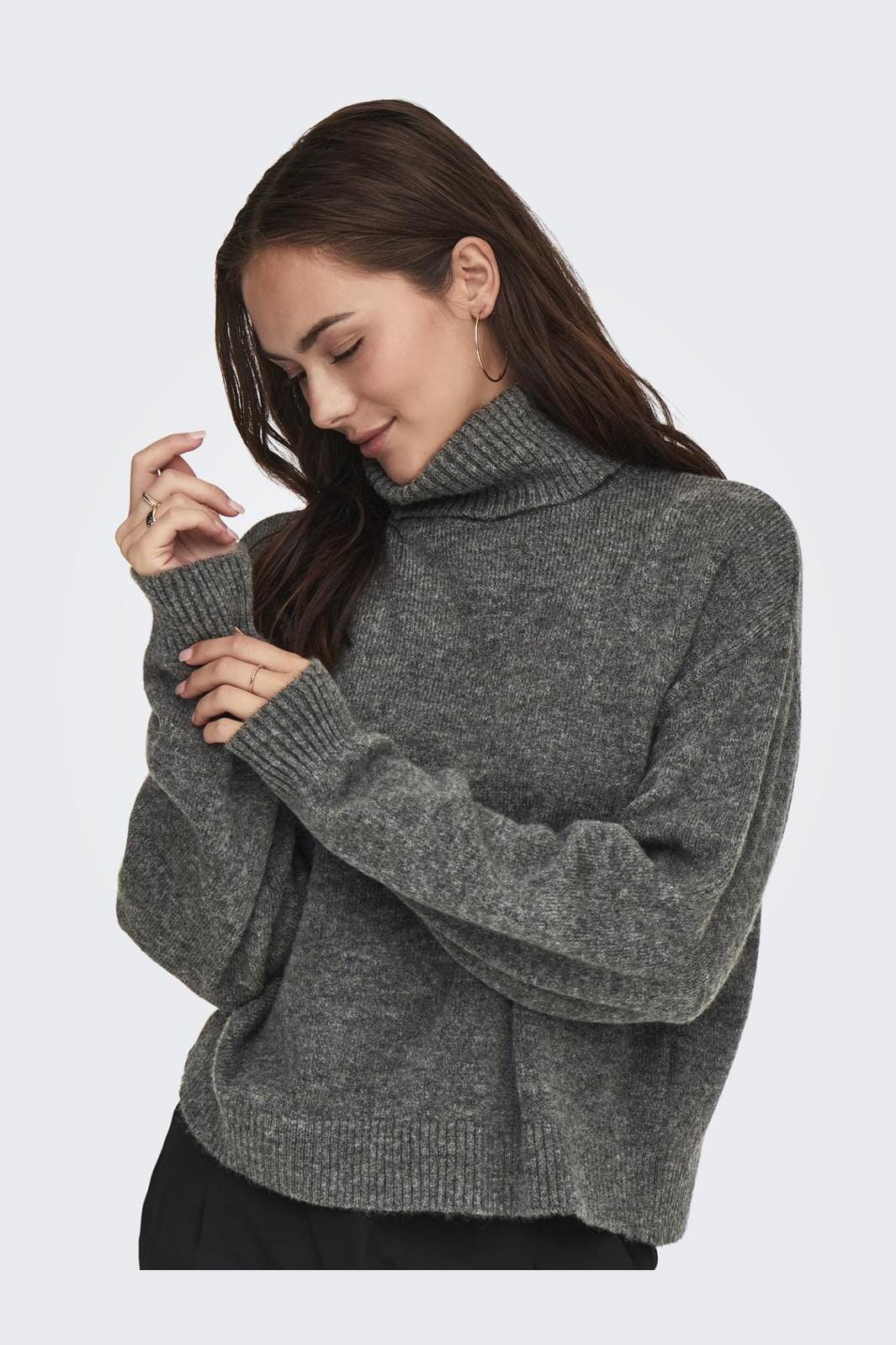 JDY JDYletty L/S Roll Neck Pullover Knt 4694817 dark grey melange