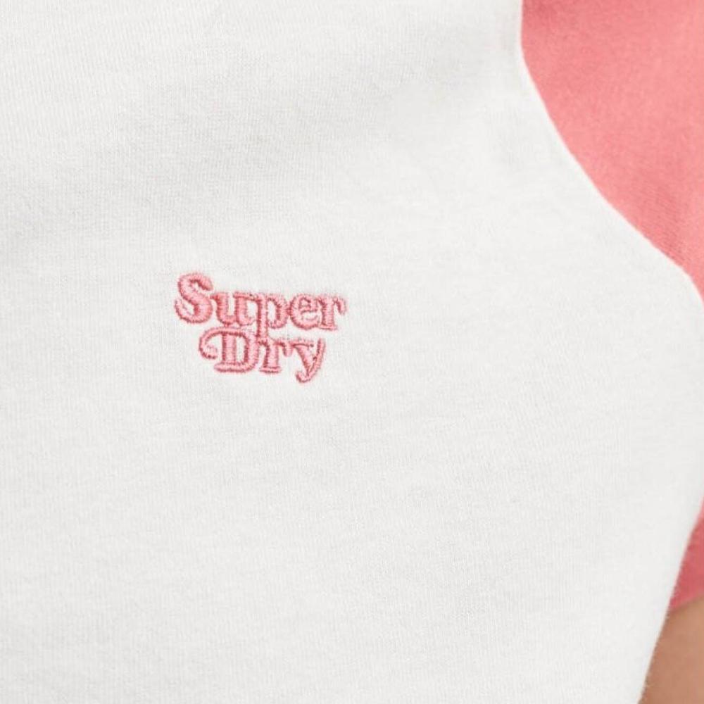 Superdry T-shirt Rose/Écru Femme Superdry Raglan