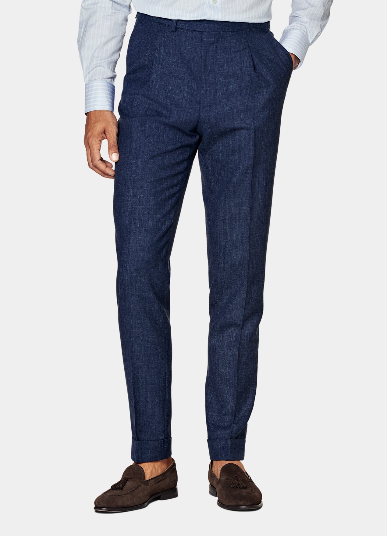 Costume Havana coupe Tailored bleu moyen