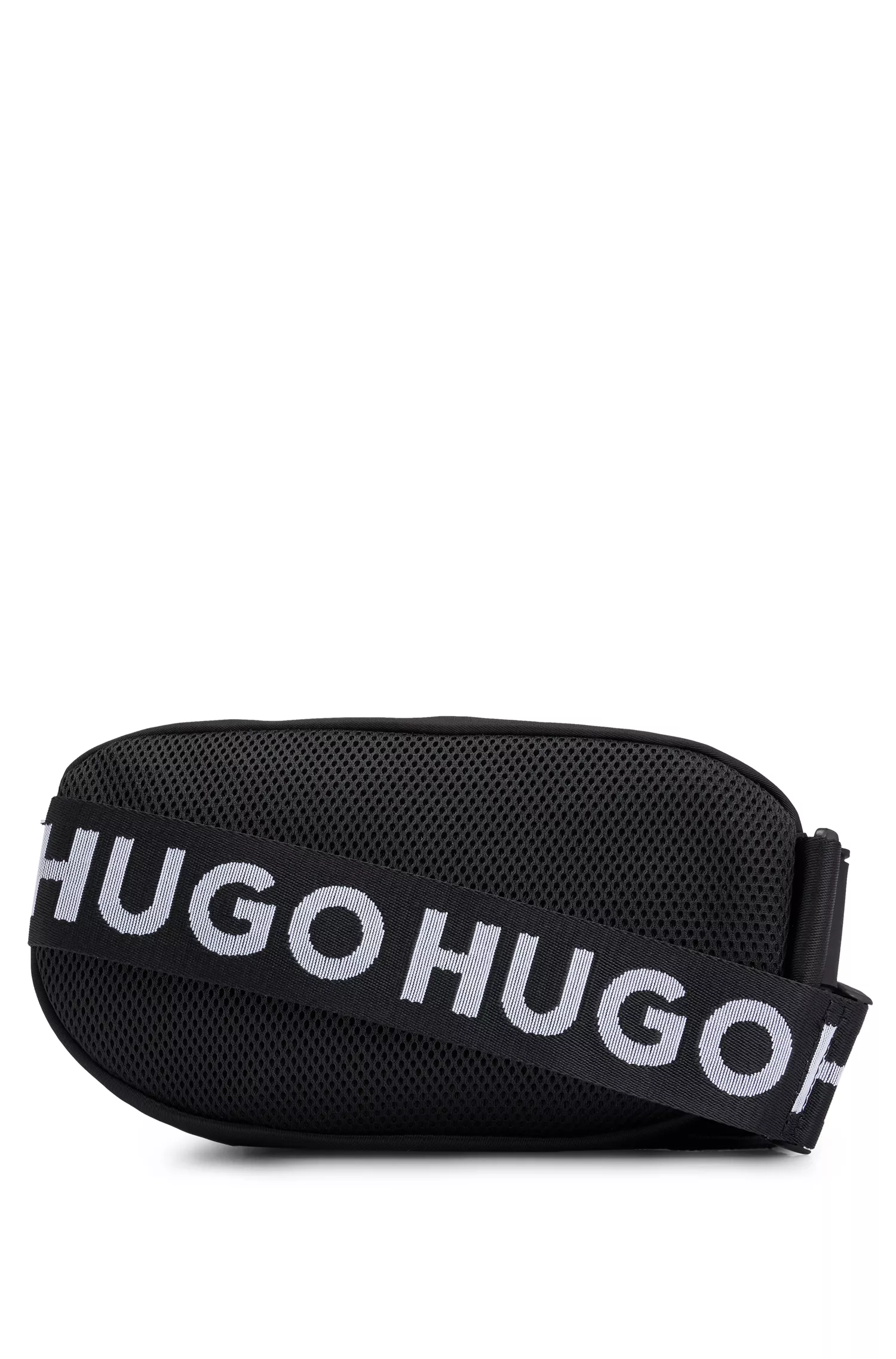 Bolsa de cintura HUGO com logotipo vermelho em relevo em estruturas mistas.