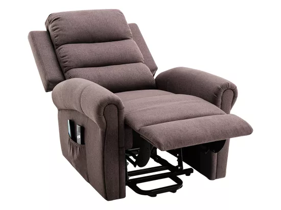 Fauteuil massant en tissu avec releveur électrique - Marron - LOVARI
