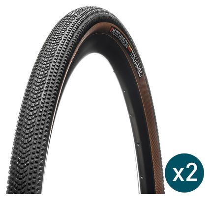 Lot Pneus Gravel Hutchinson Touareg 700 mm Tubeless Ready Souple Reinforced  Flancs Beiges Tan   Préventif Protect'Air