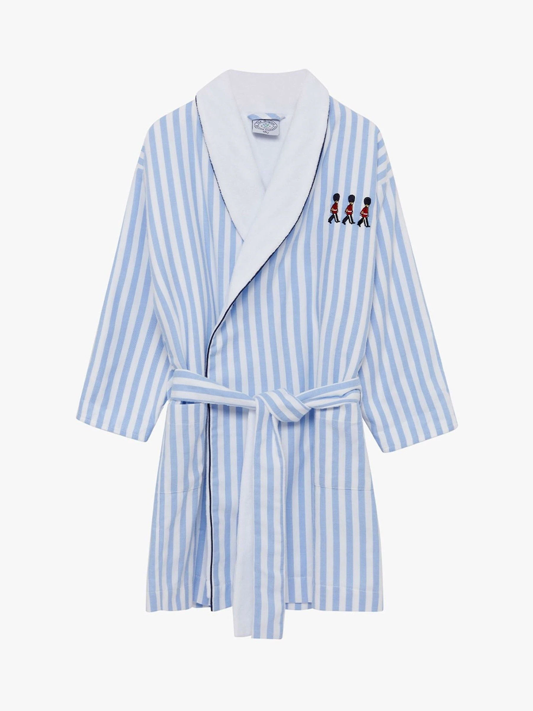 Trotters London Blue Stripe Felix 100% Cotton Bathrobe