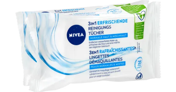 Nivea 3 in 1 erfrischende Reinigungstücher