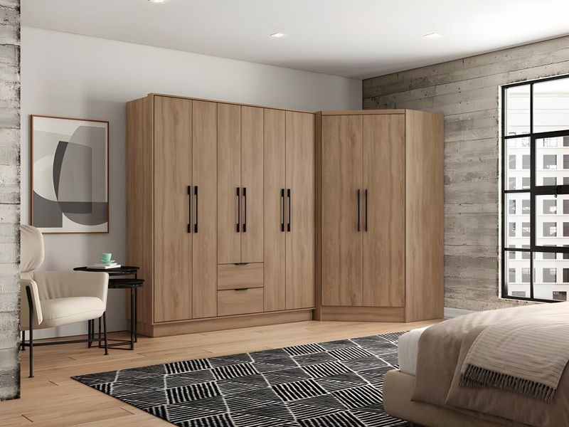 FEOVA - Hoekkast - Houtlook - 8 Deuren - 2 Lades - L263 cm