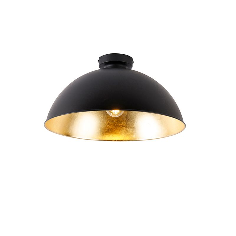 Plafondlamp zwart met goud 42 cm verstelbaar - Magnax