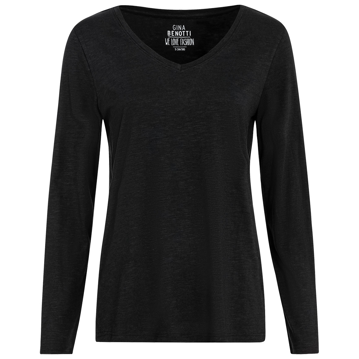 Gina Benotti Damen Langarmshirt aus Flammgarn schwarz
