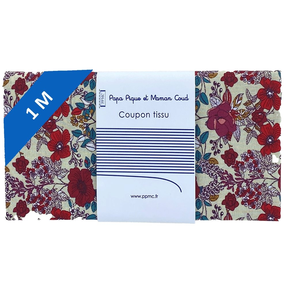 Coupon Tissu 1 M Coquelicot