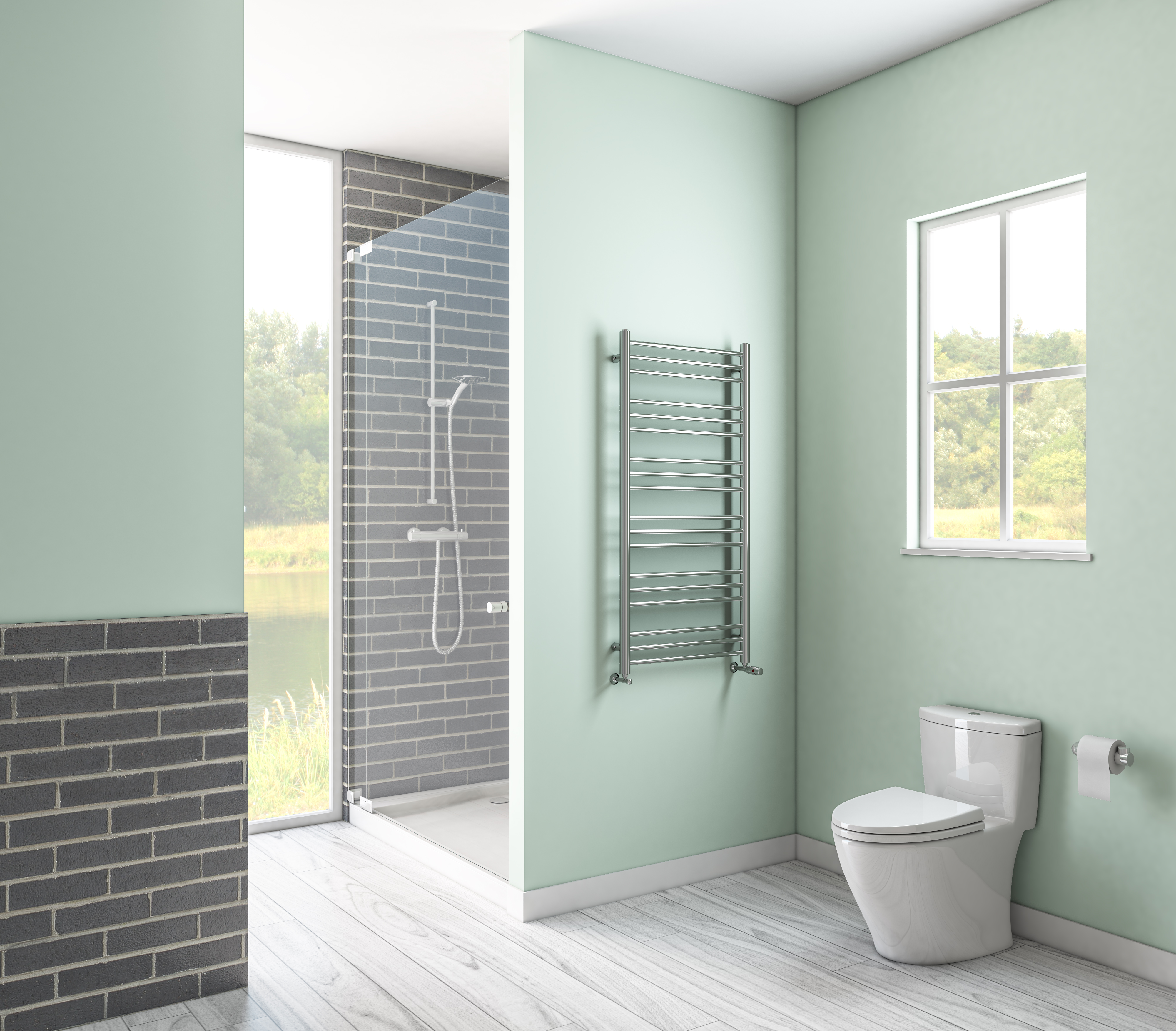 Eastbrook Biava Round verticale verwarming 180x50cm Chroom 569 watt