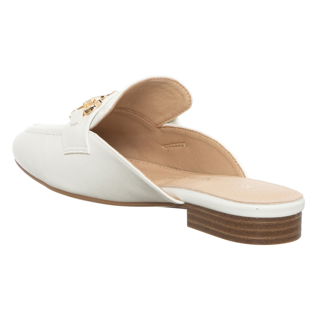 Loretta by Loretta Mules en Cuir Lov blanches