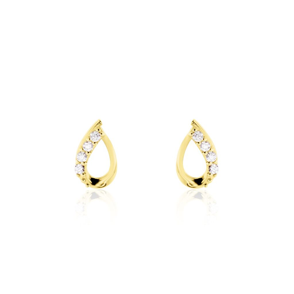 Boucles D'oreilles Puces Lisianthus Or Jaune Oxyde