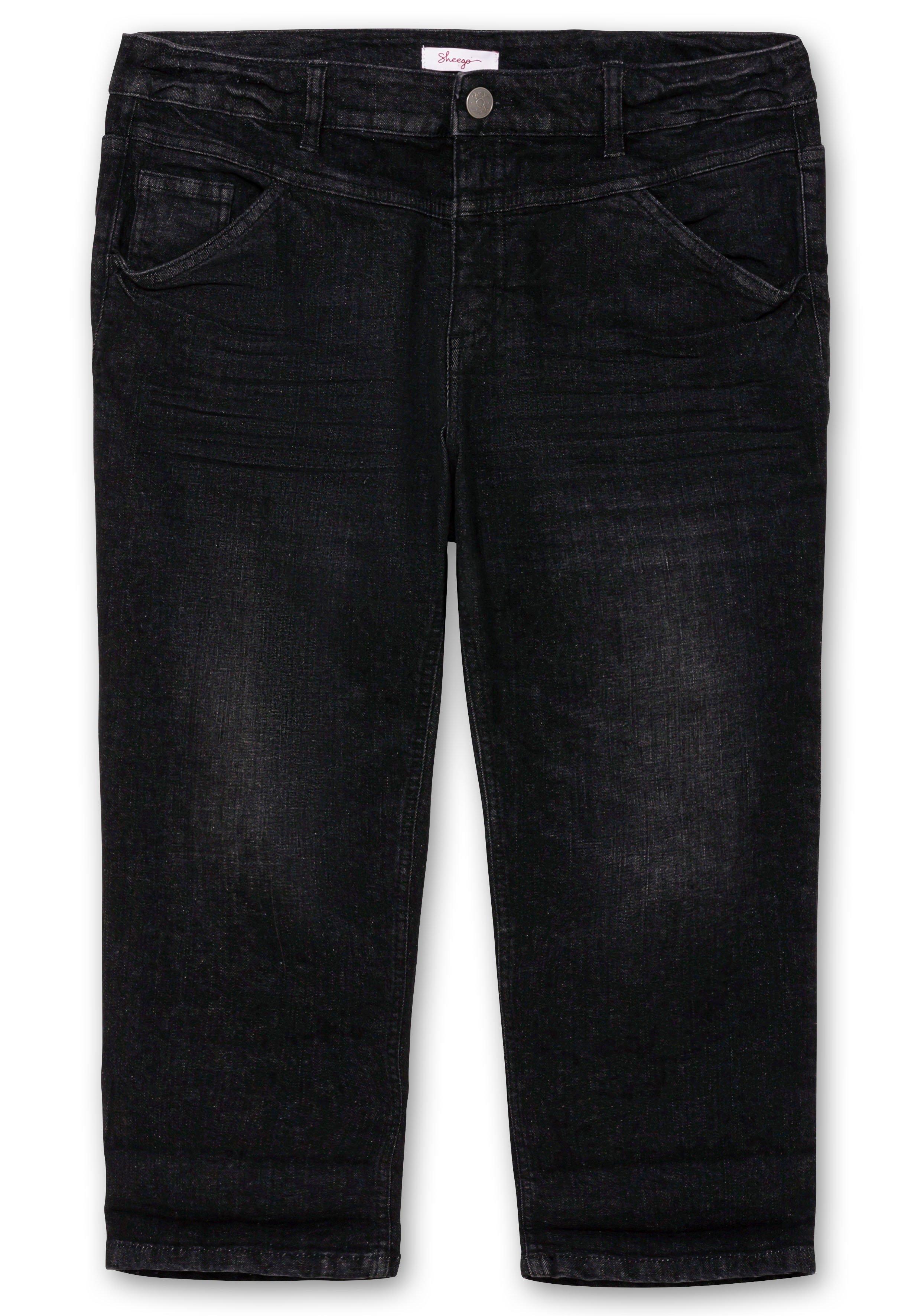 Schmale Caprijeans mit Used-Effekten