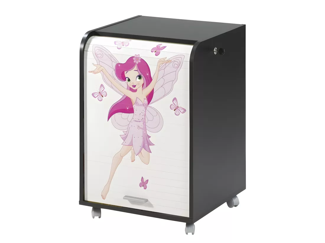 Caisson de Bureau Noir Sur Roulettes - Coloris: Fée 217