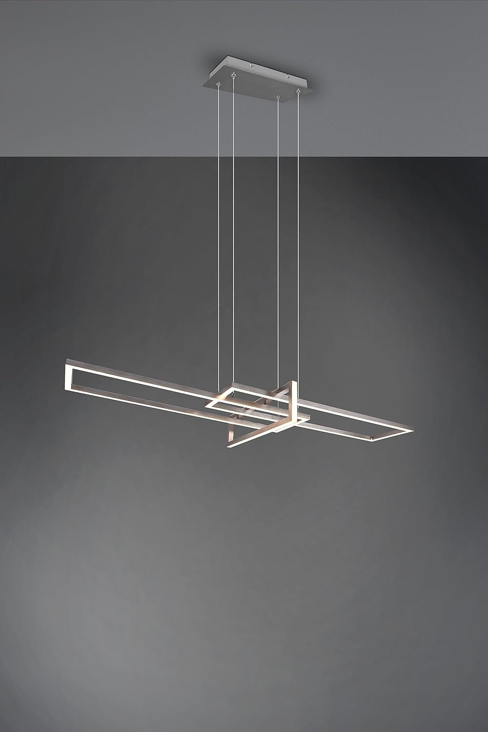 Trio Leuchten LED Pendelleuchte Salinas 320310307, Metall Nickel matt, inkl. 34 Watt LED, Switch Dimmer