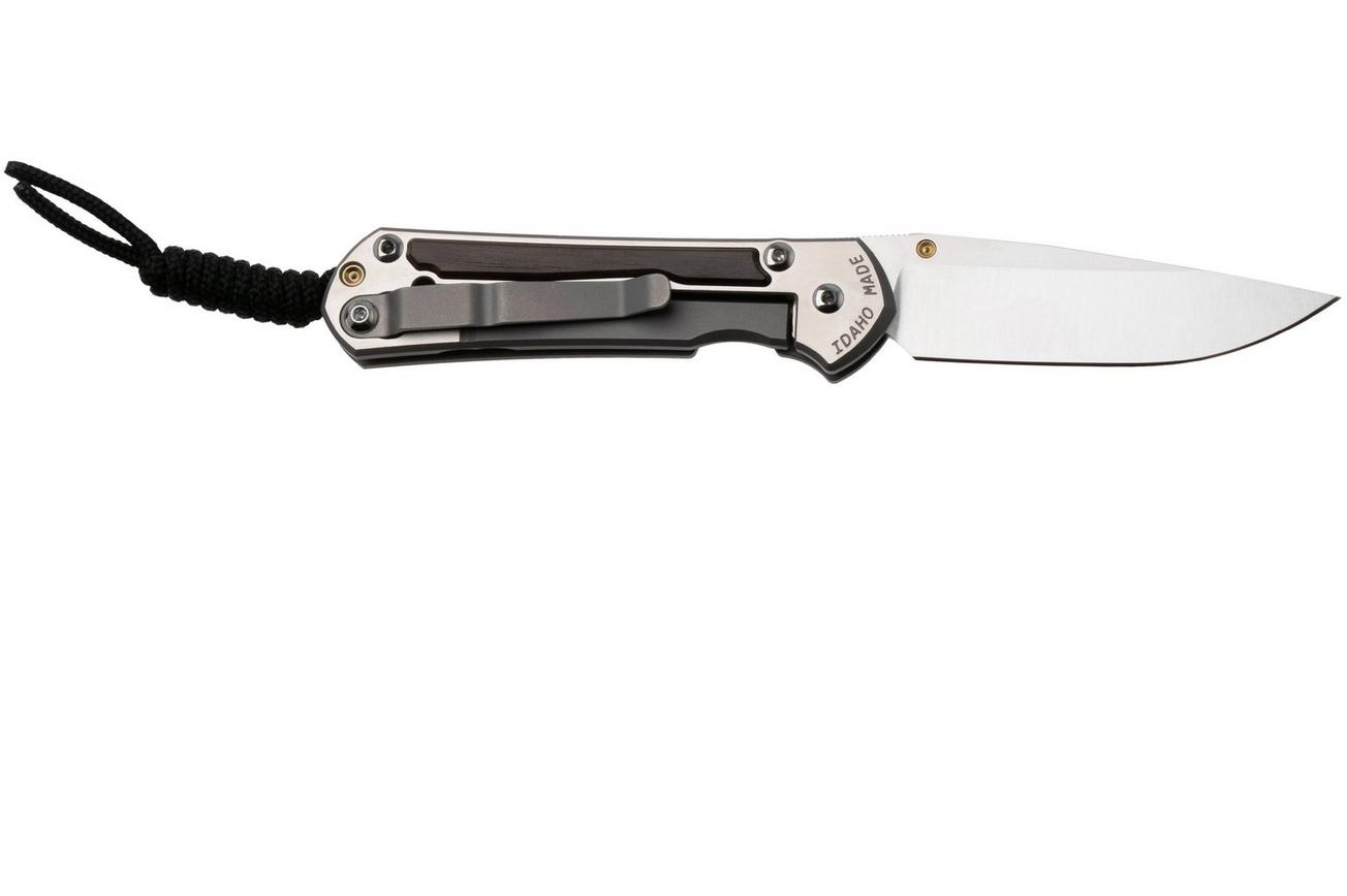 Chris Reeve Small Sebenza 31 S31-1636, Satin CPM MagnaCut, Polished Titanium, Macassar Ebony Inlay zakmes