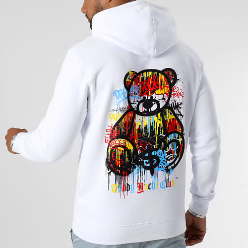 Sweat Capuche Art Series Dripping Blanc