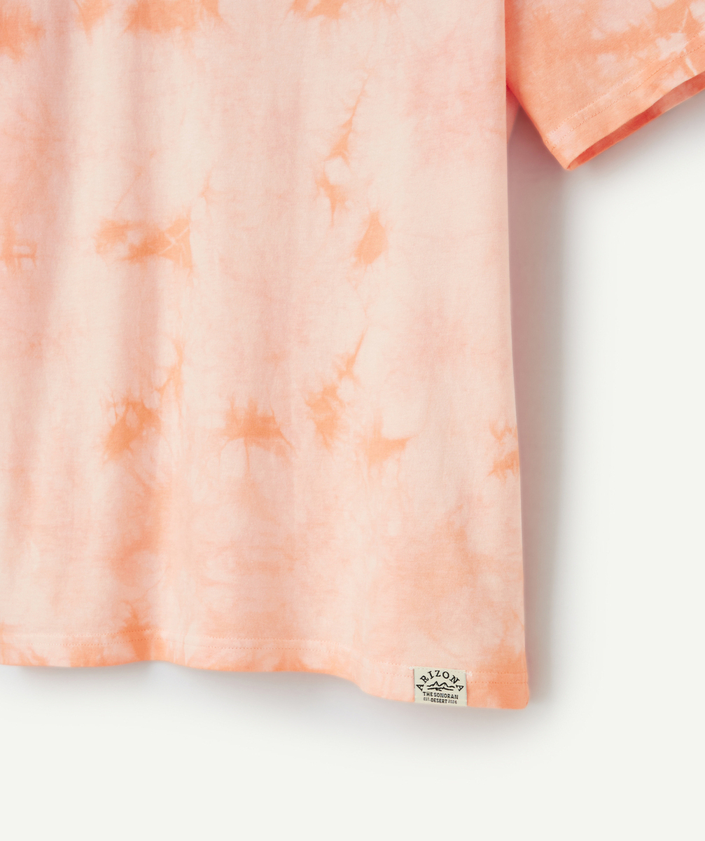 t-shirt manches courtes garçon en coton bio tie and dye orange