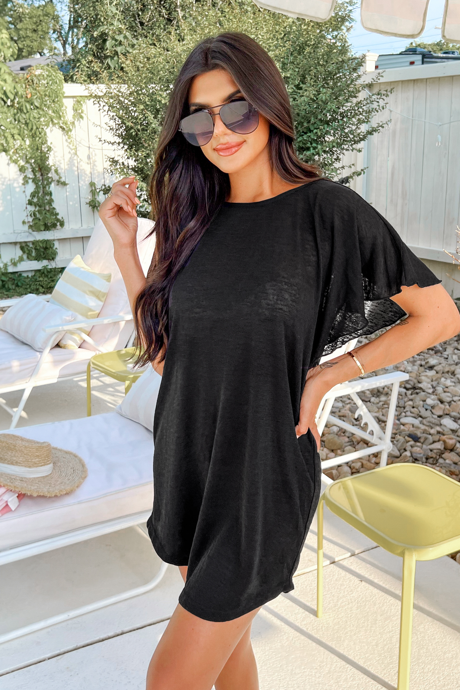Robe cover up à manches dolman et découpes