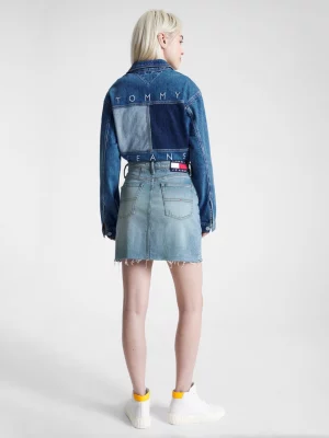 Saia jeans Mom Fit de cintura super alta
