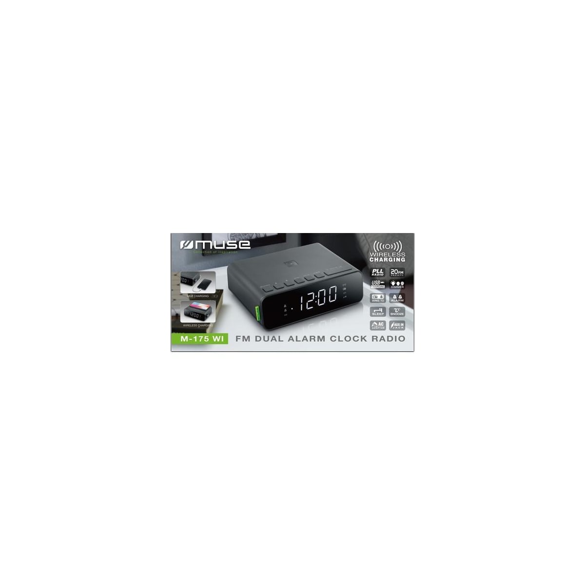 M-175 WI Clock radio FM wireless charge