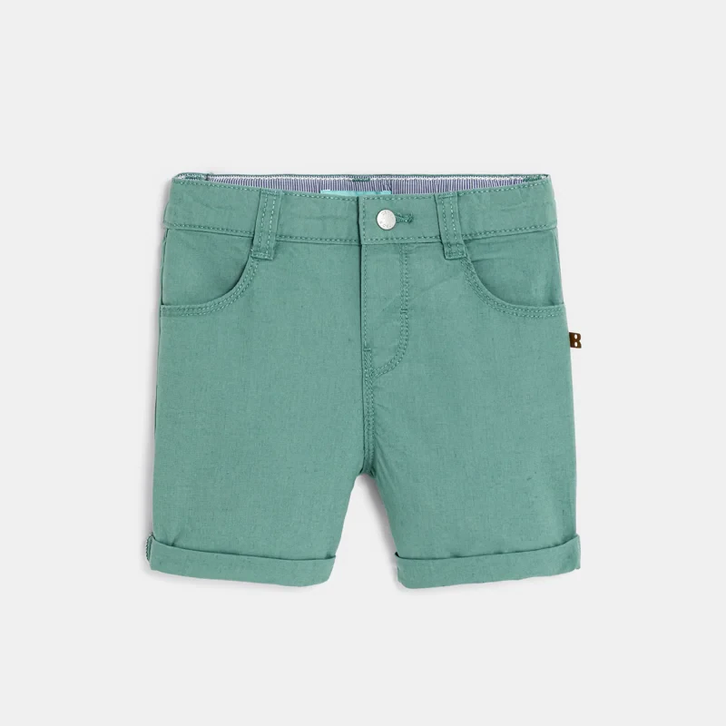Bermuda droit coton fantaisie vert clair bébé garçon Vert