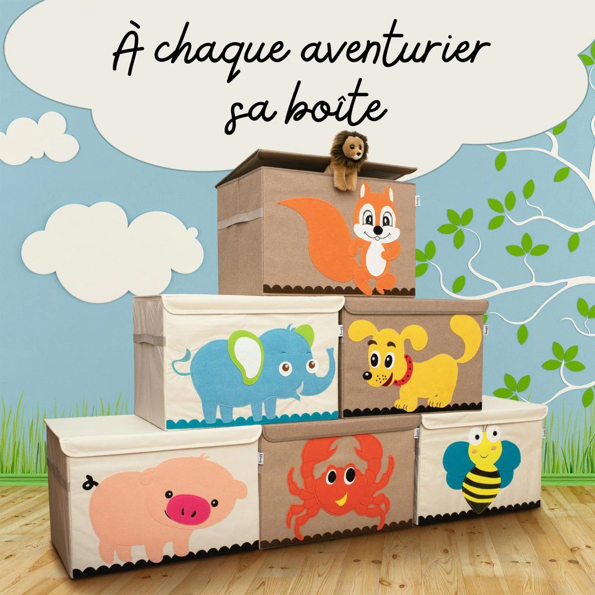 Boîte de rangement en tissu pour enfant grand modèle 